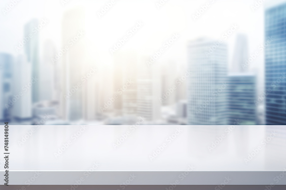 Table Top And Blur Building Of The Background. For Your photomontage or product display