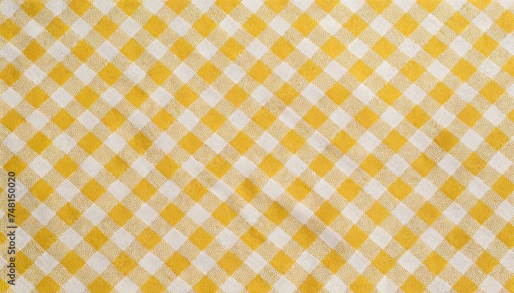 Yellow and white checkered tablecloth texture Yellow and white checkered tablecloth texture