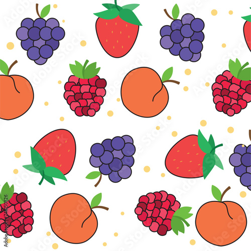 Fototapeta Naklejka Na Ścianę i Meble -  Colored fruit icons Pattern background Vector