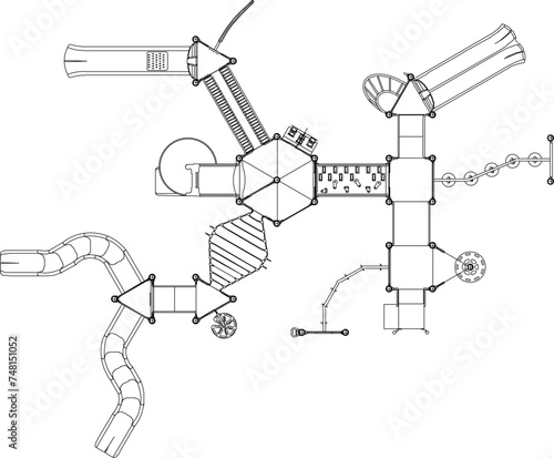 Vector sketch illustration of a children's playground design for a playground seen from above