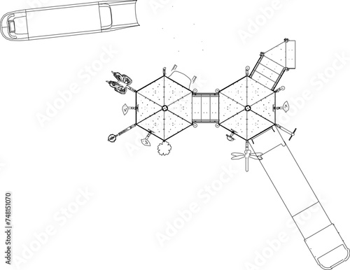 Vector sketch illustration of a children's playground design for a playground seen from above