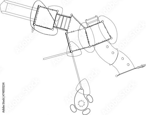 Vector sketch illustration of children's playground design for playing in the field seen from above
