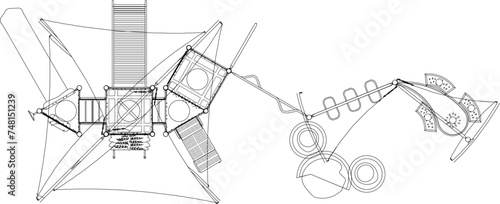 Vector sketch illustration of children's playground design for playing in the field seen from above