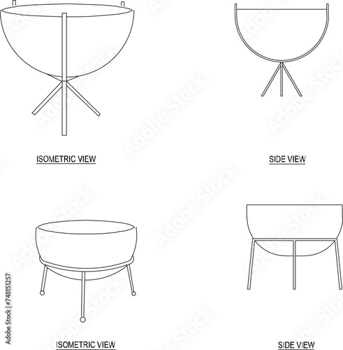 Vector sketch illustration of design of accessories stand for planter