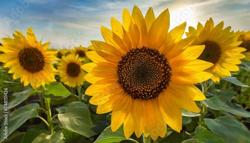 Sunflowers are well-known plants grown in open fields, boasting remarkable beauty.