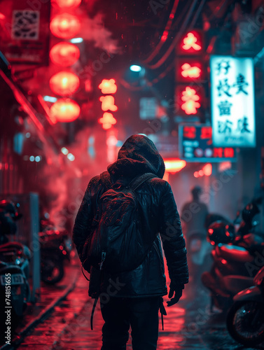 Tech Noir Man in Asian Market © Andrew
