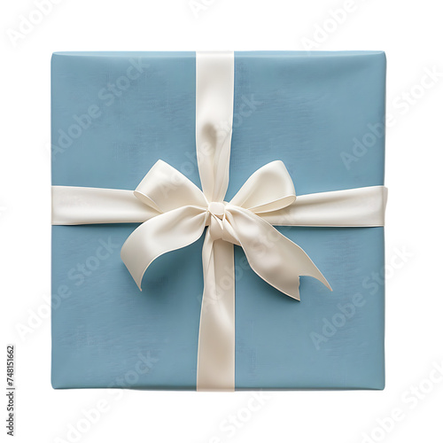 Blue Gift Box With White Ribbon isolated on white background,  © Matthew