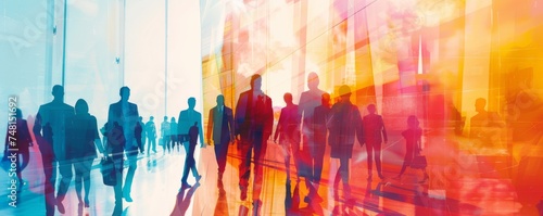  illustration of team of business people Silhouette abstract background