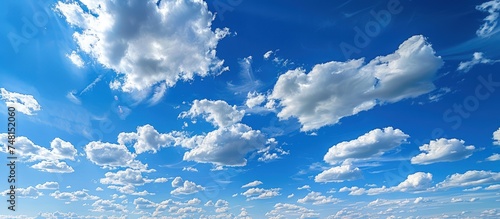 Beautiful blue sky with white clouds sky landscape. AI generated image © MUCHIB
