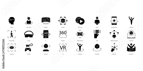 Virtual reality icons set. Set of editable stroke icons.Vector set of Virtual reality