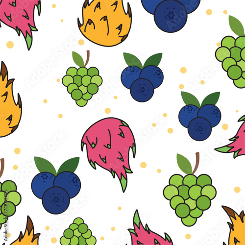 Colored fruit icons Pattern background Vector