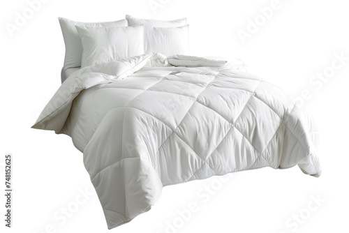 Crisp white pillows adorn a comfortable bed, creating a serene atmosphere perfect for sleep or relaxation