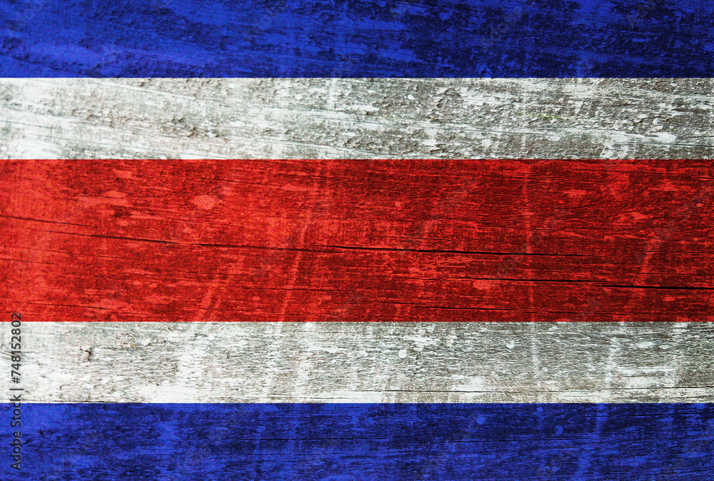 Costa Rica flag painted on wood