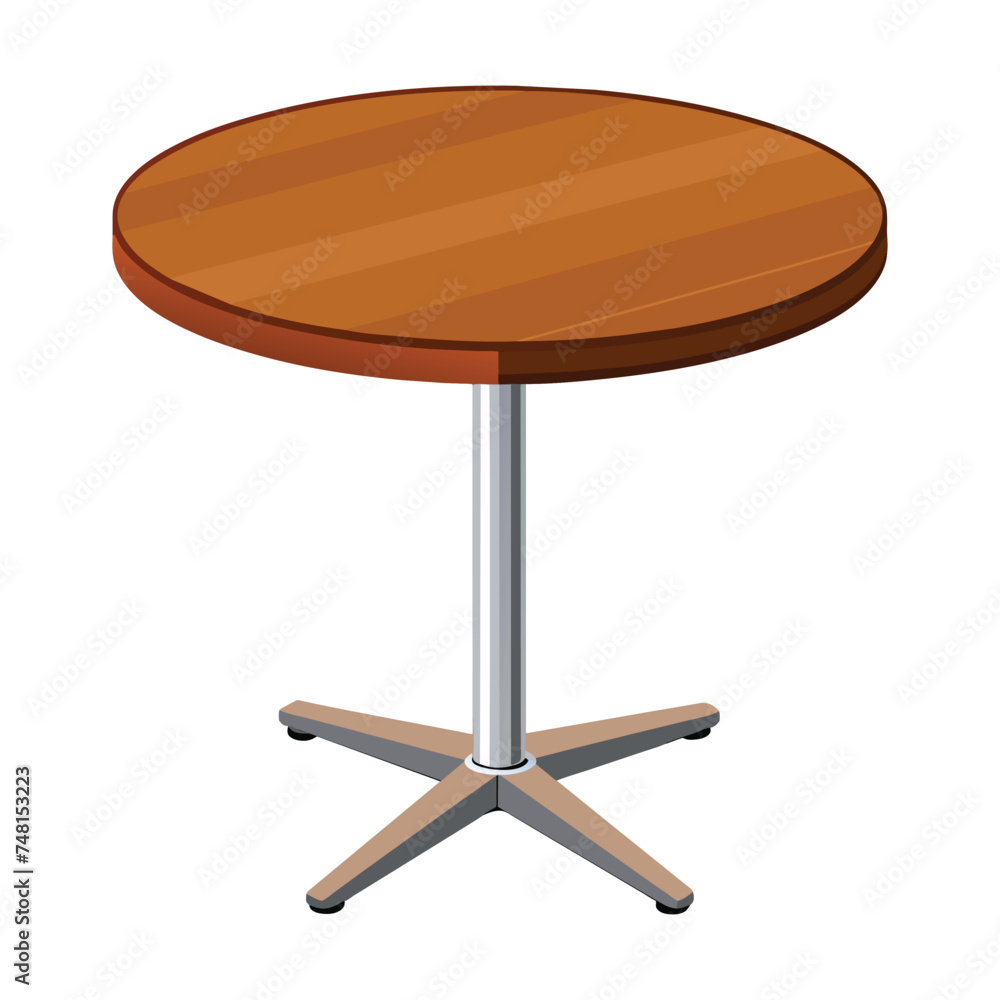 Modern Round Office Table with Metal Stand Vector Illustration on White Background Modern Round Office Table with Metal Stand Vector Illustration on White Background