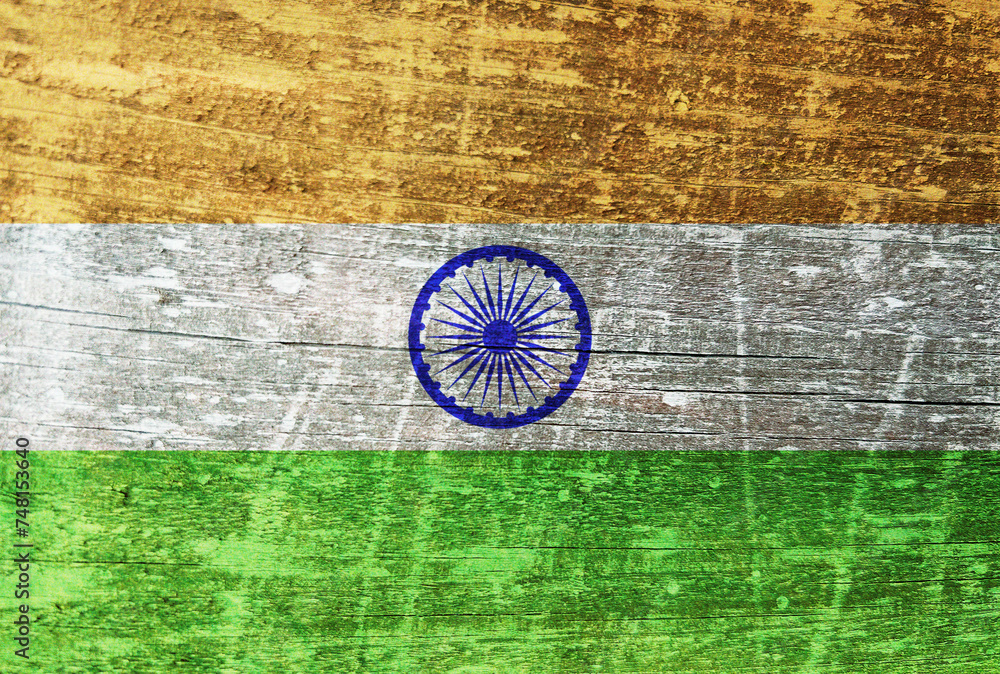 India flag painted on wood