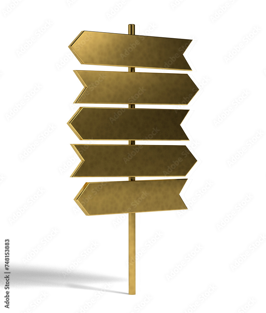 Crossroads signpost in gold color isolated from white or transparent background Crossroads signpost in gold color isolated from white or transparent background
