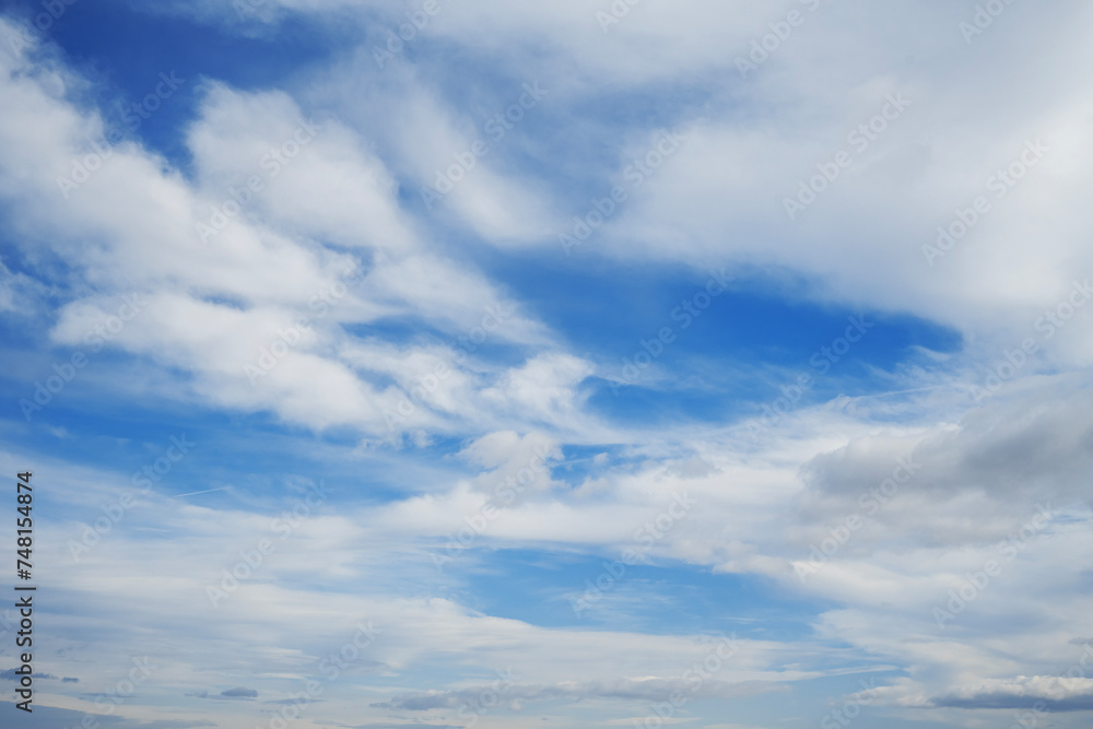 Beautiful blue sky with white cloud, background, wallpaper.