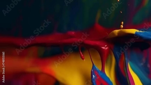 multicolor paint spilled onto the canvas, creating an interesting abstract drawing, a pattern of lines, halftones, causing different associations in your design. fluid art
