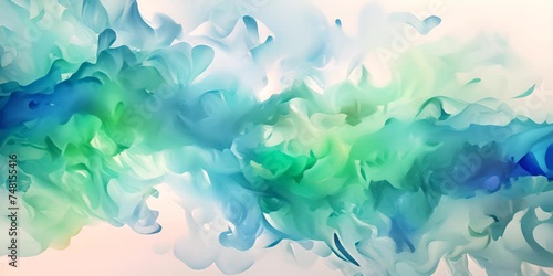 blue green and white watercolor background with abstract cloudy sky concept with color splash design and fringe bleed stains and blobs 4K Video photo