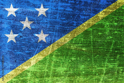 Solomon Islands flag painted on wood photo