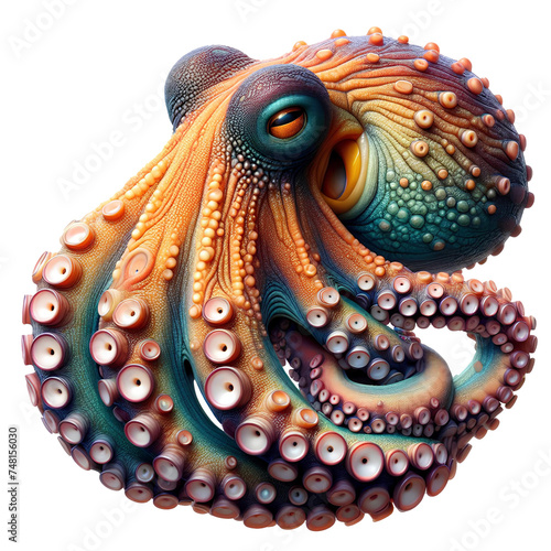 Colorful octopus isolated on white background © Anjum Ilyas