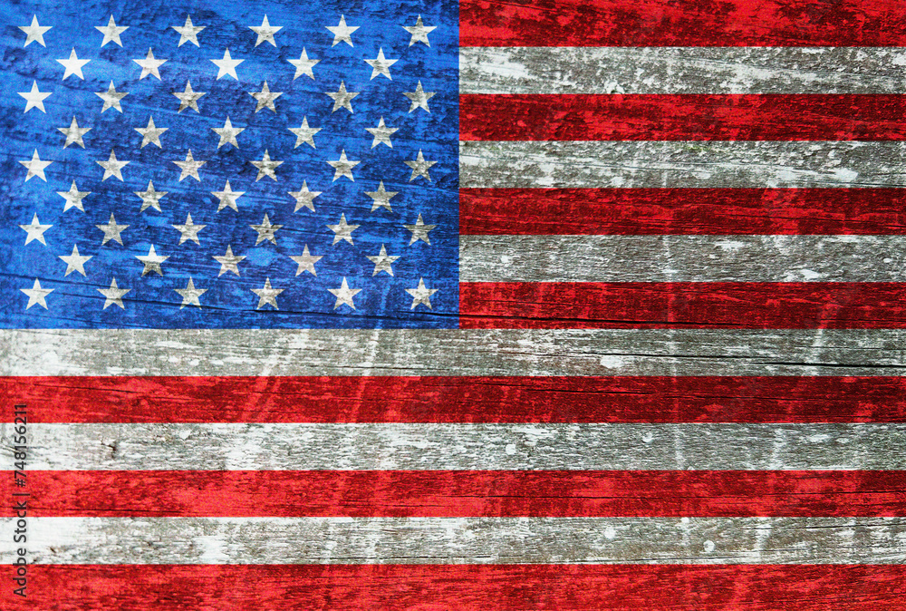US flag painted on wood US flag painted on wood