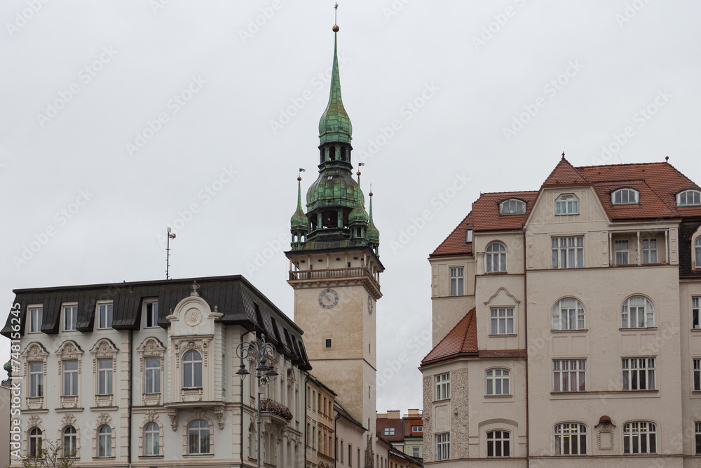 Obraz premium View of the clock tower of the Old Town Hall in the city of Brno. Czech Republic