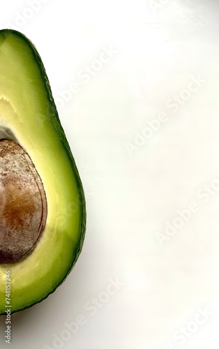 green ripe avocado on a white background close-up