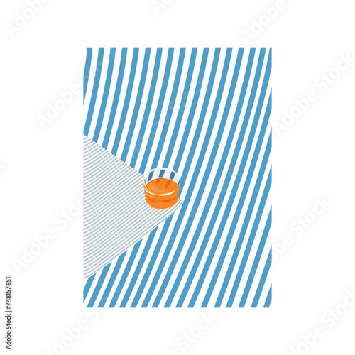 Summer beach concept. Summer holidays design template for promo poster, web banner, social media. Tropical beach  background with beach towel and alcohol drink. Aperol spritz