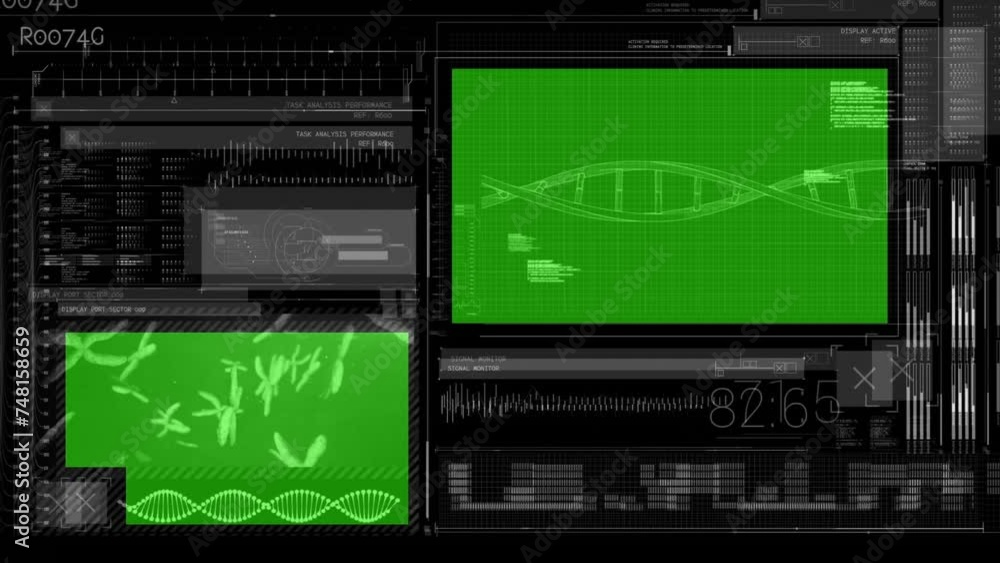 Animation of data processing over molecules and dna strands