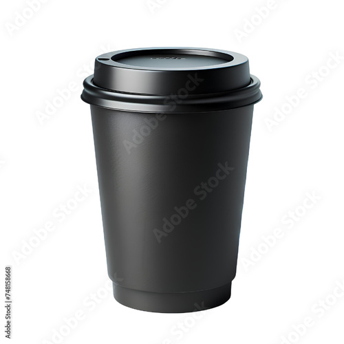 black black cup of cofe Isolated on white background.