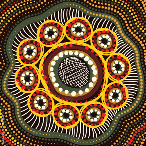Dot motifs from aboriginal culture in a magnificent artistic illustration