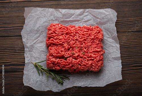 Raw minced meat on paper