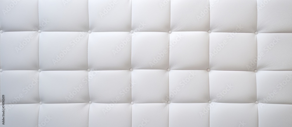 A detailed view of a mattress covered in crisp white sheets. The sheets are neatly tucked in, showcasing a clean and minimalistic design. The mattress has a subtle square and line texture, A detailed view of a mattress covered in crisp white sheets. The sheets are neatly tucked in, showcasing a clean and minimalistic design. The mattress has a subtle square and line texture,