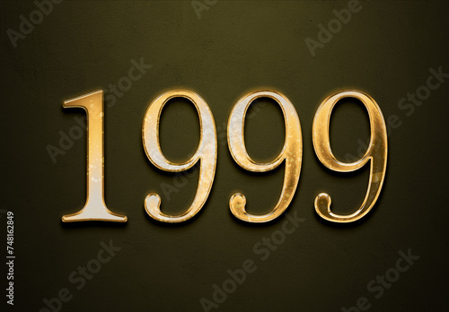 Old gold effect of year 1999 with 3D glossy style Mockup. 