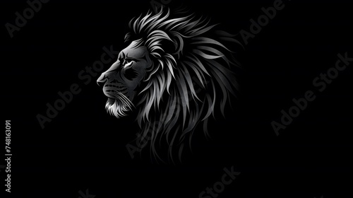 Black and white icons with animals, lion © Martyna