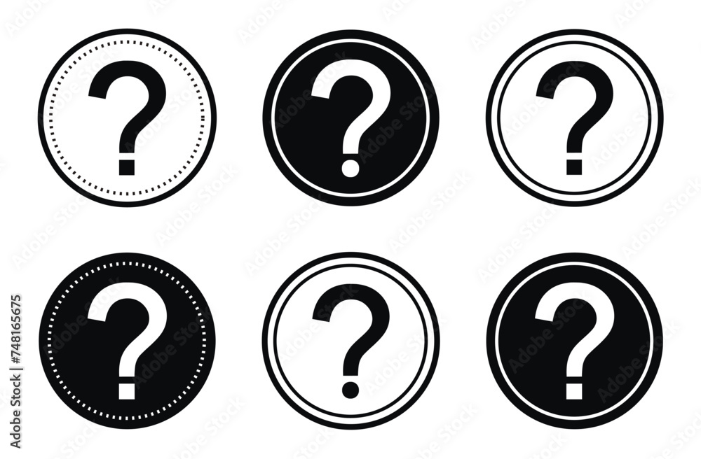 Question mark in circle vector icons set Question mark in circle vector icons set