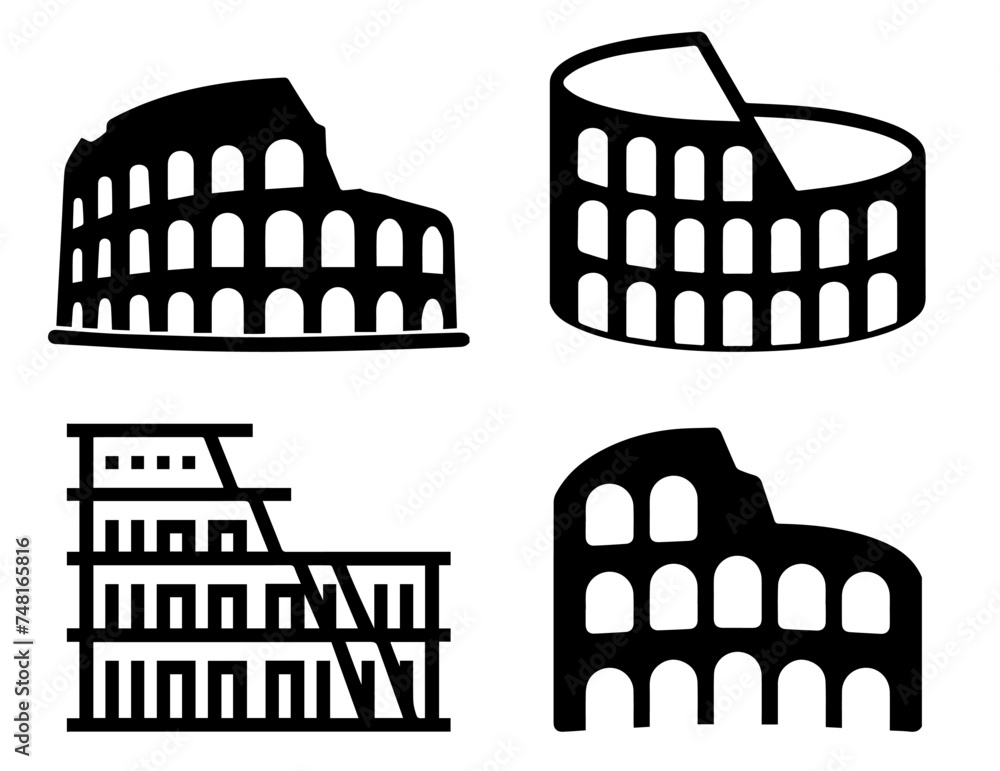 Naklejka premium Old architecture buildings vector set