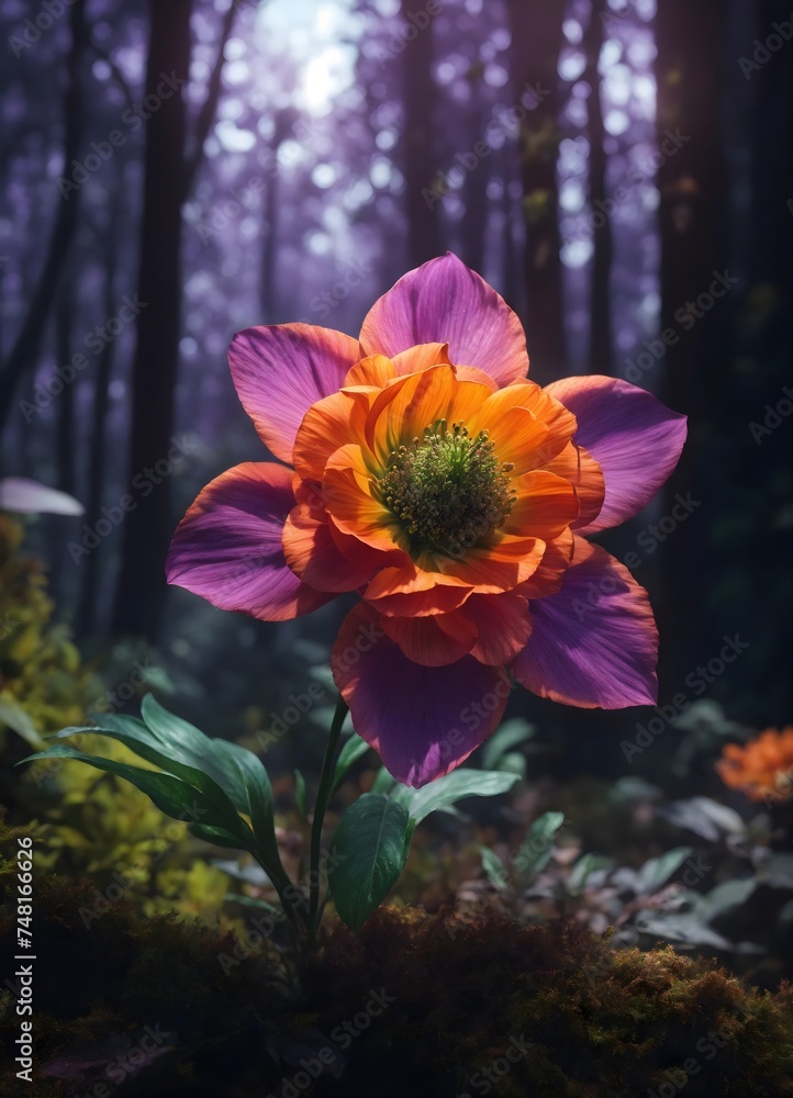 orange and purple flower in the forest