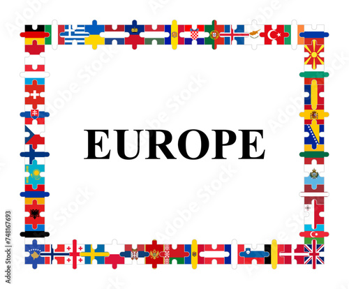 unity concept. european countries flags jigsaw. vector illustration isolated on white background