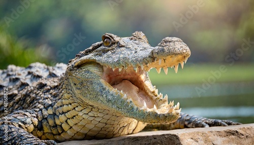 loseup of a crocodile with open mouth 