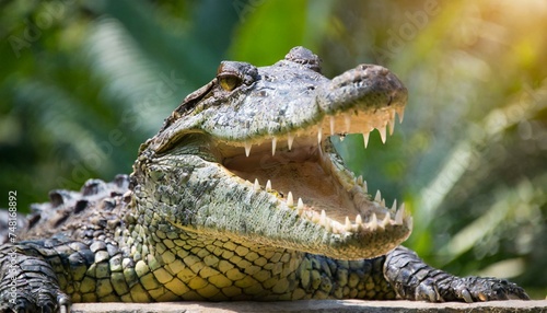 closeup of a crocodile with open mouth
