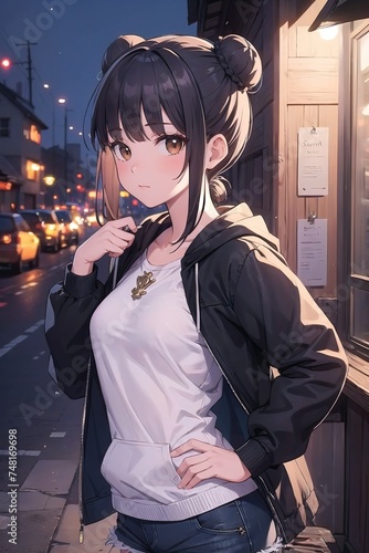 Jeune femme de nuit en tenue décontractée