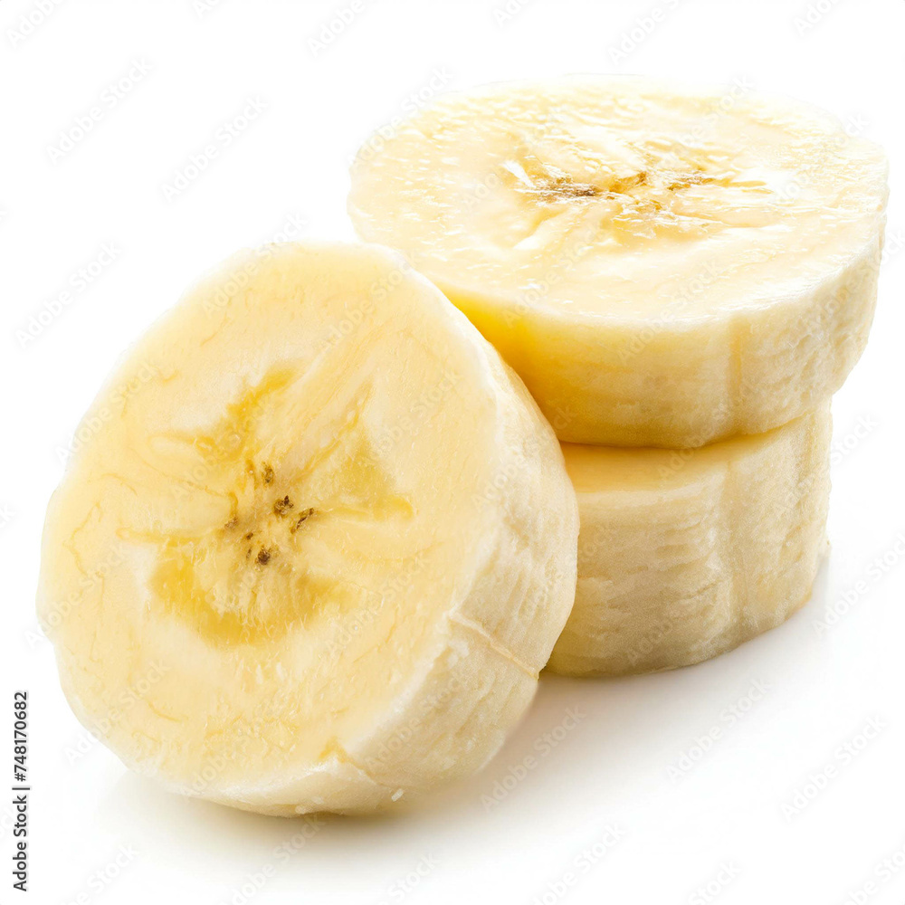Bananen stücke isoliert auf weißen Hintergrund, Freisteller Bananen stücke isoliert auf weißen Hintergrund, Freisteller