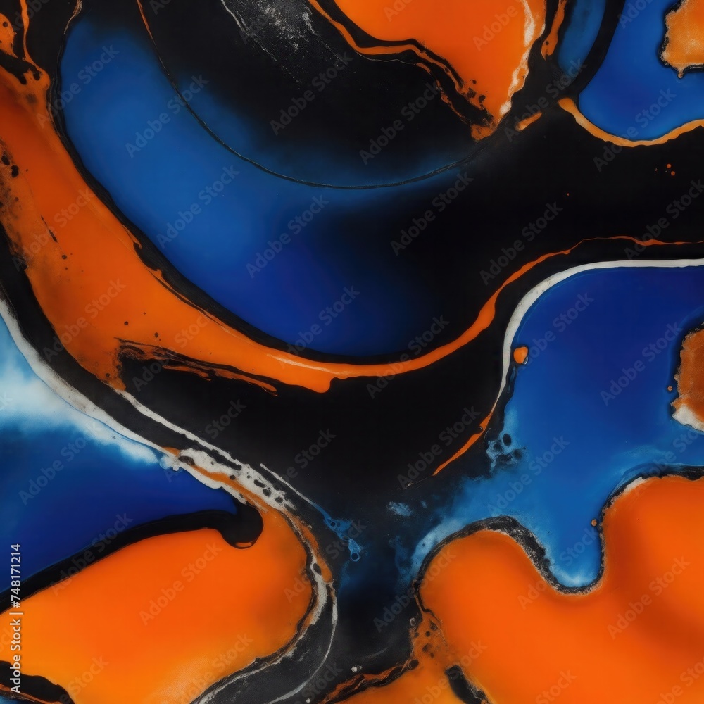 Orange, Black and Blue Encaustic paint background