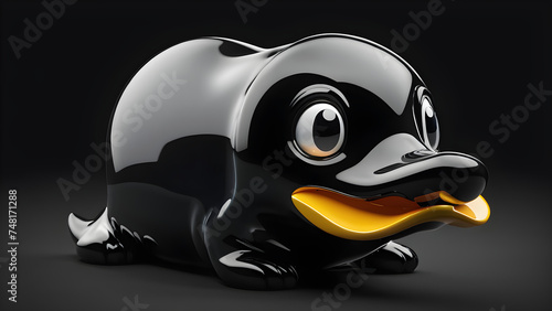 glassy animal platypus emoji on a black background. platypus cartoon. sea animal. platypus illustration.