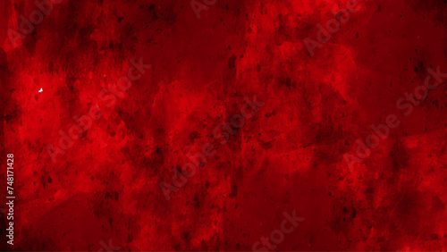 Red grunge textured wall background. Texture of red decorative plaster or concrete with vignette