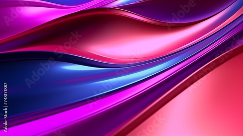 Colored glowing waves abstract background. Bright smooth waves on a dark background. Decorative horizontal banner. Digital artwork raster bitmap illustration. AI artwork.