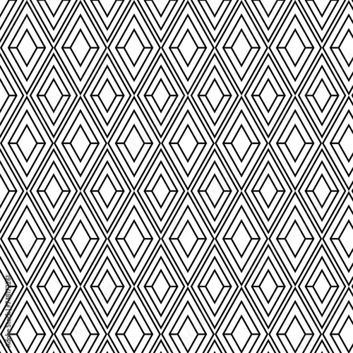 Black and white diamonds and lines geometric pattern background.	