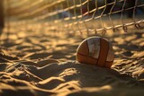 Volleyball on the beach at sunset. Selective focus. Vacation Concept. Sport Concept with Copy Space. Beach Volleyball.